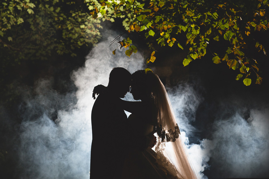 liverpool wedding photographer creative portrait with smoke and flash fashion styled