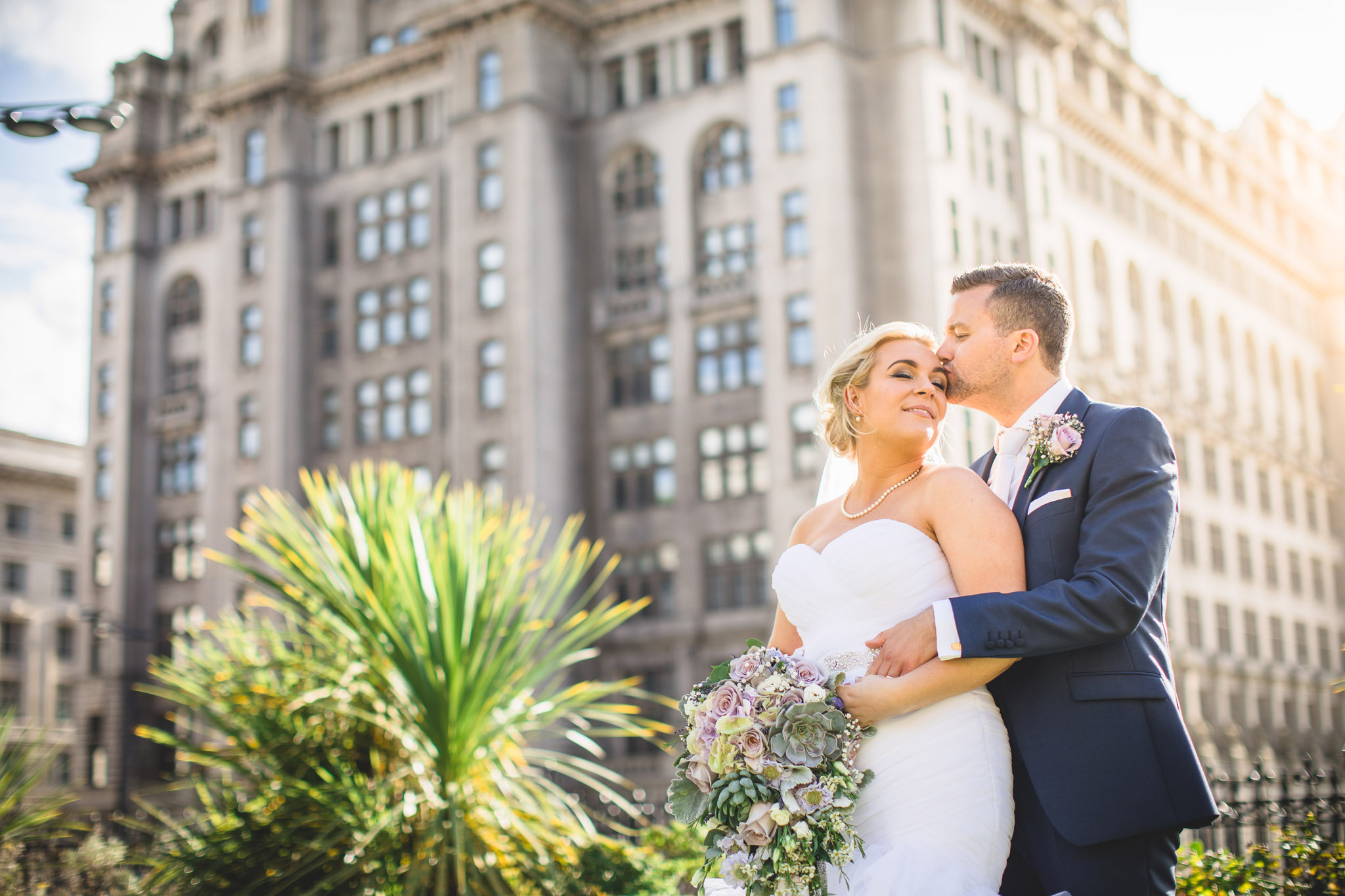 liverpool wedding photographer outside liver building